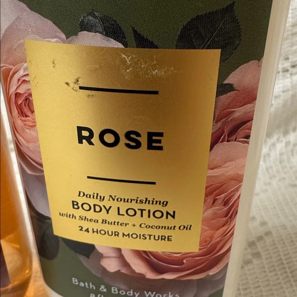 Bath and body Works ROSE 80Z body lotion 10 OZ shower gel both NEW
